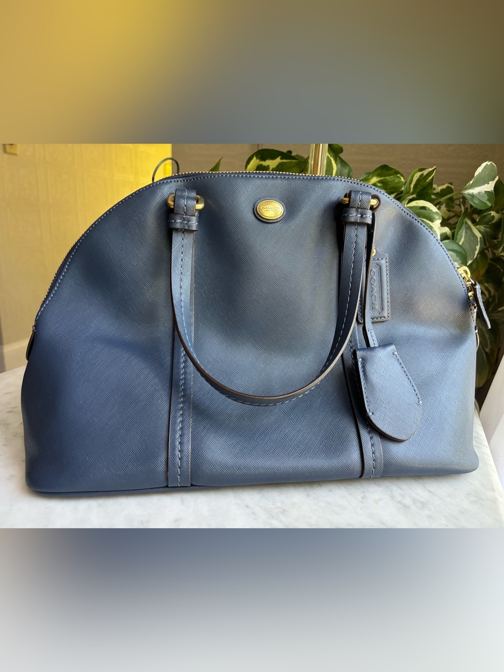 Coach Leather Dome Satchel Handbag in Navy - Picture 2 of 10